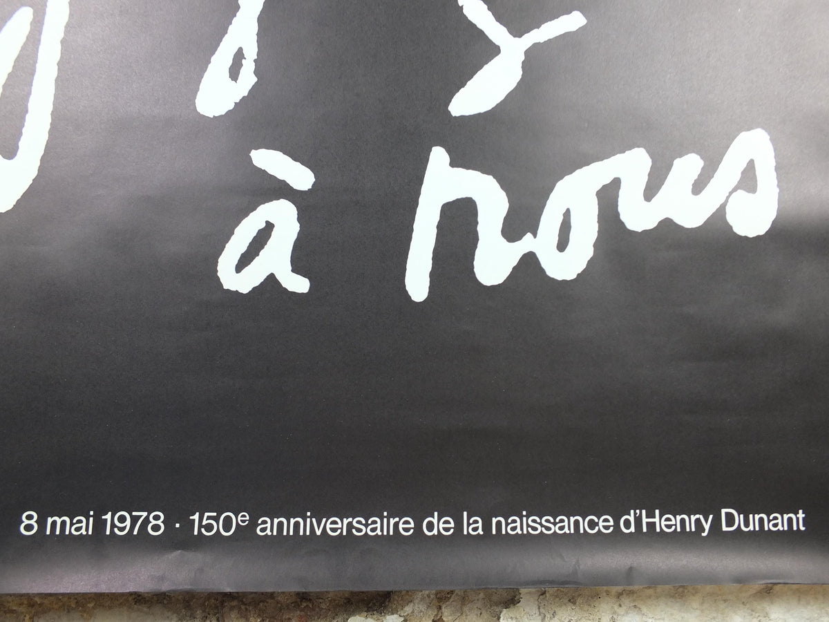 1978 Red Cross Poster, Joignez-vous à nous, La Croix Rouge, 150th anniversary of International Red Cross by Laurent Cocchi, humanitarian aid