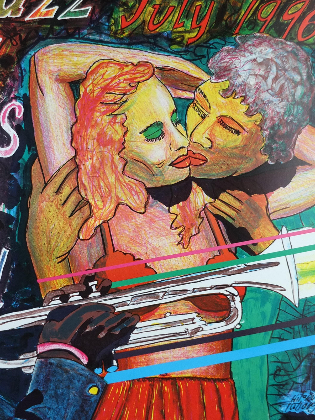 1996 Copenhagen Jazz Festival Poster, The Lovers Dancing, by Lars Ravn, Denmark, music, wall art decor