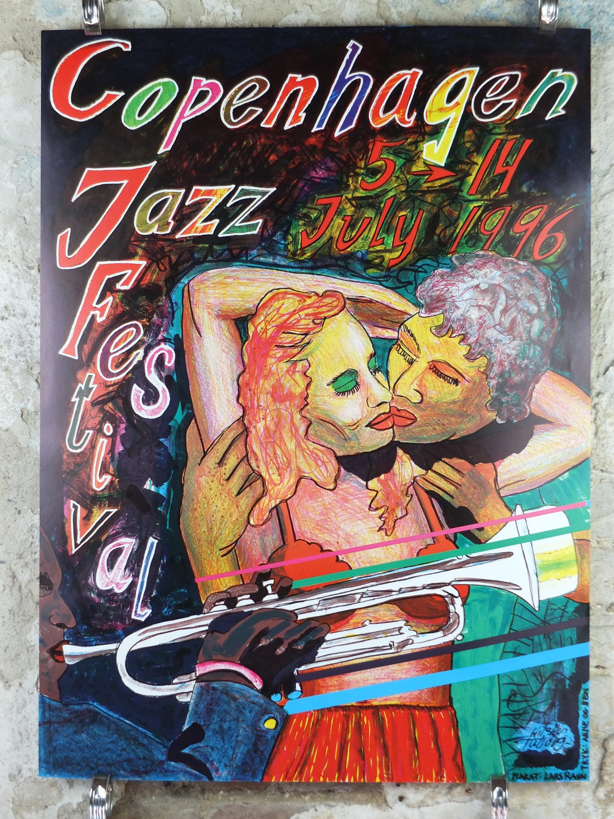 1996 Copenhagen Jazz Festival Poster, The Lovers Dancing, by Lars Ravn, Denmark, music, wall art decor