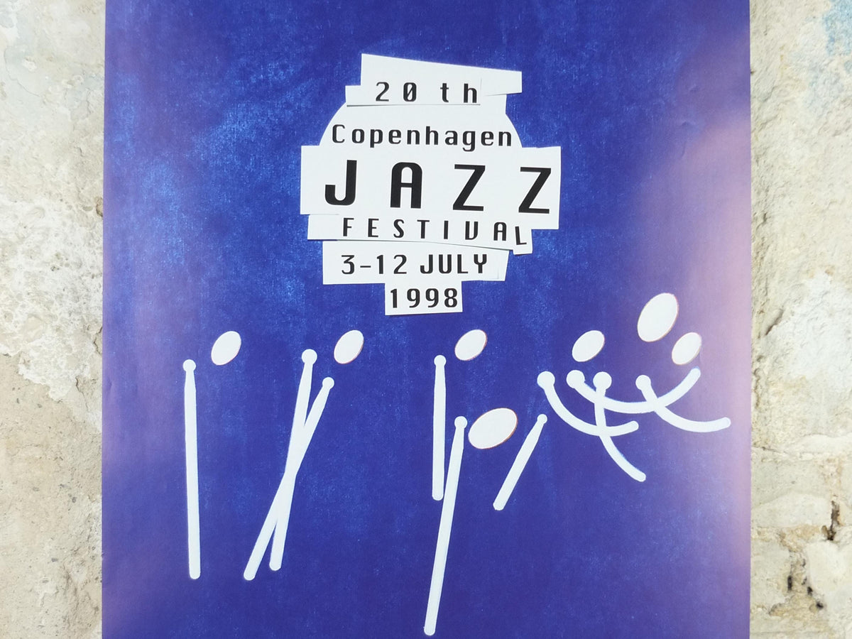 1998 Copenhagen Jazz Festival Poster, Abstract and Tuborg Beer, by D Dahlin, Denmark, music, wall art decor