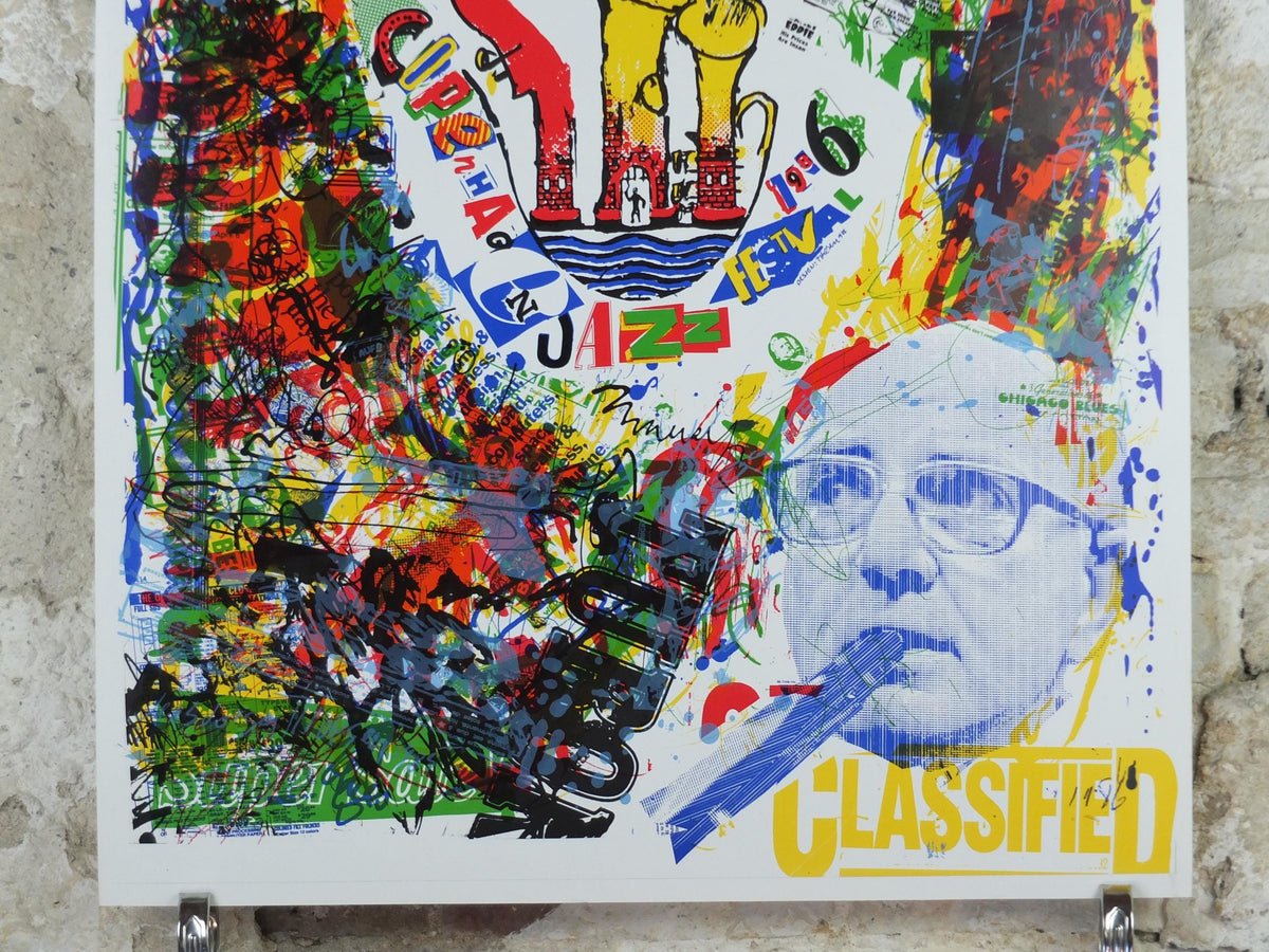 1986 Copenhagen Jazz Festival Poster, lots of messy busy energy, by Jens Jørgen Thorsen, Denmark, music, wall art decor