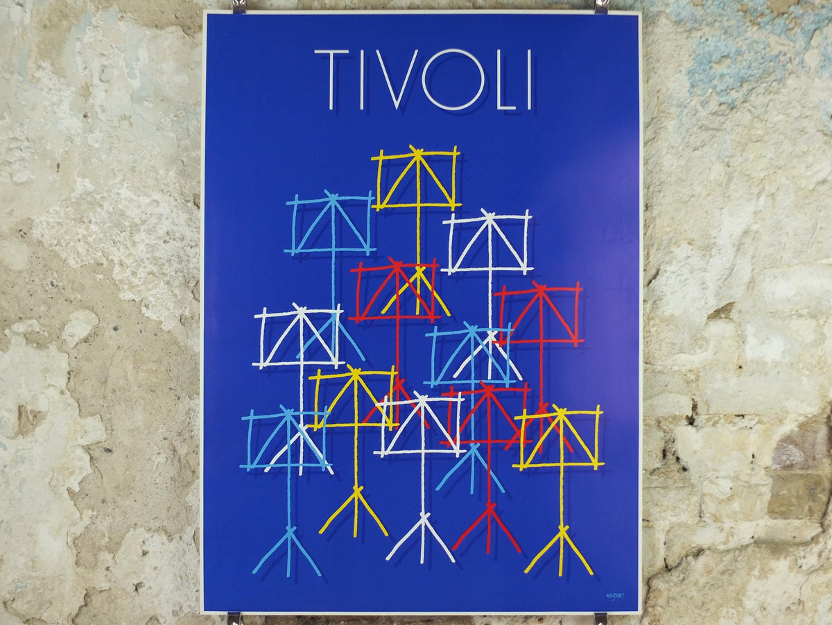 1999 Per Arnoldi Poster, Tivoli Copenhagen, Music Stands, Amusement Park, Scandinavian Danish Design, wall art decor