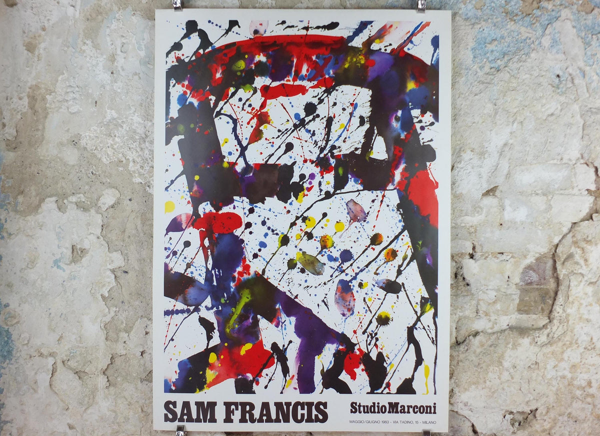 1983 Sam Francis Poster, Studio Marconi, abstract expressionism, gallery exhibition, wall art decor