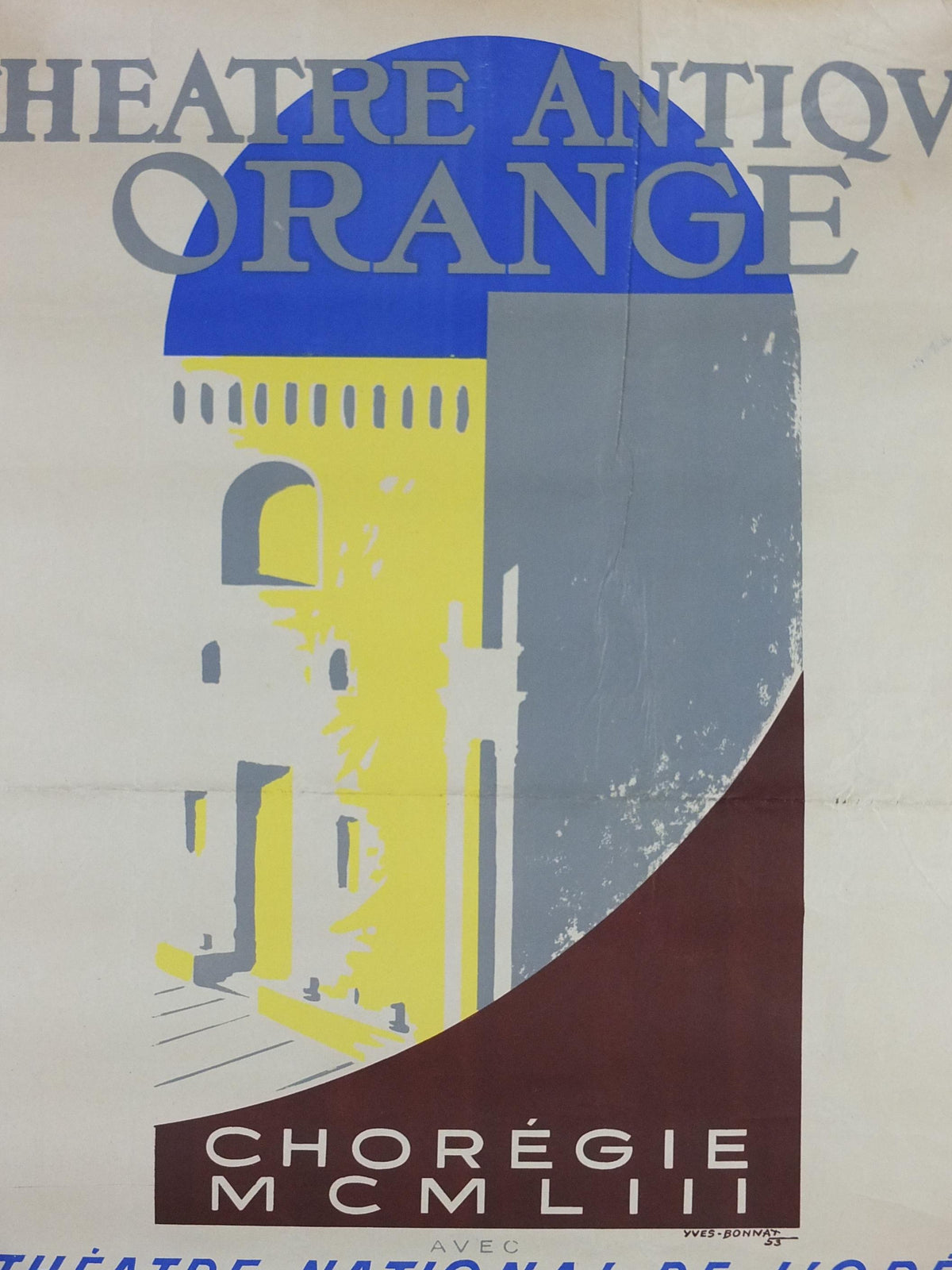 1953 Roman Theatre of Orange Poster, Theatre Antique Orange, by Yves Bonnat, Samson and Delilah, Vaucluse, France, music wall art decor