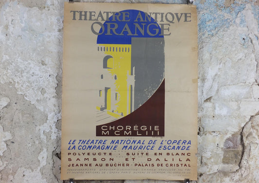 1953 Roman Theatre of Orange Poster, Theatre Antique Orange, by Yves Bonnat, Samson and Delilah, Vaucluse, France, music wall art decor