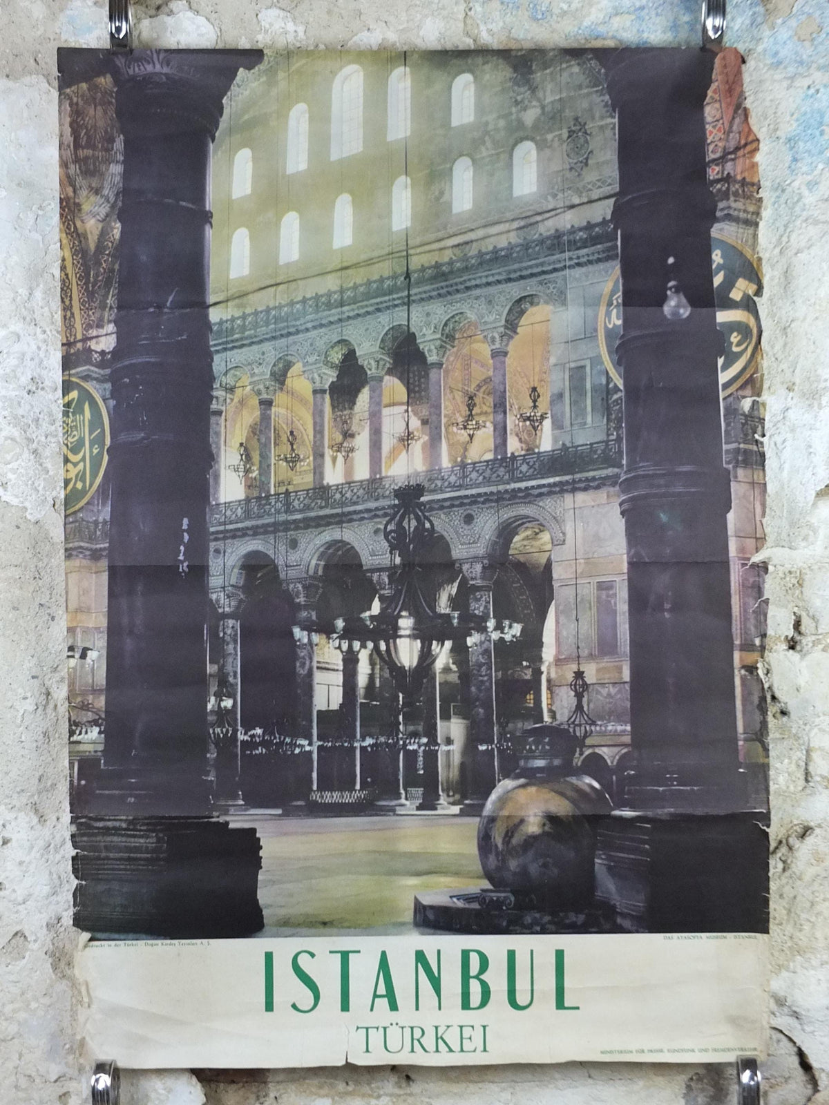 1960s Istanbul Turkey Travel Poster, Hagia Sophia - Aya Sofya Museum in Istanbul, Türkiye, Original Turkish, travel wall art decor