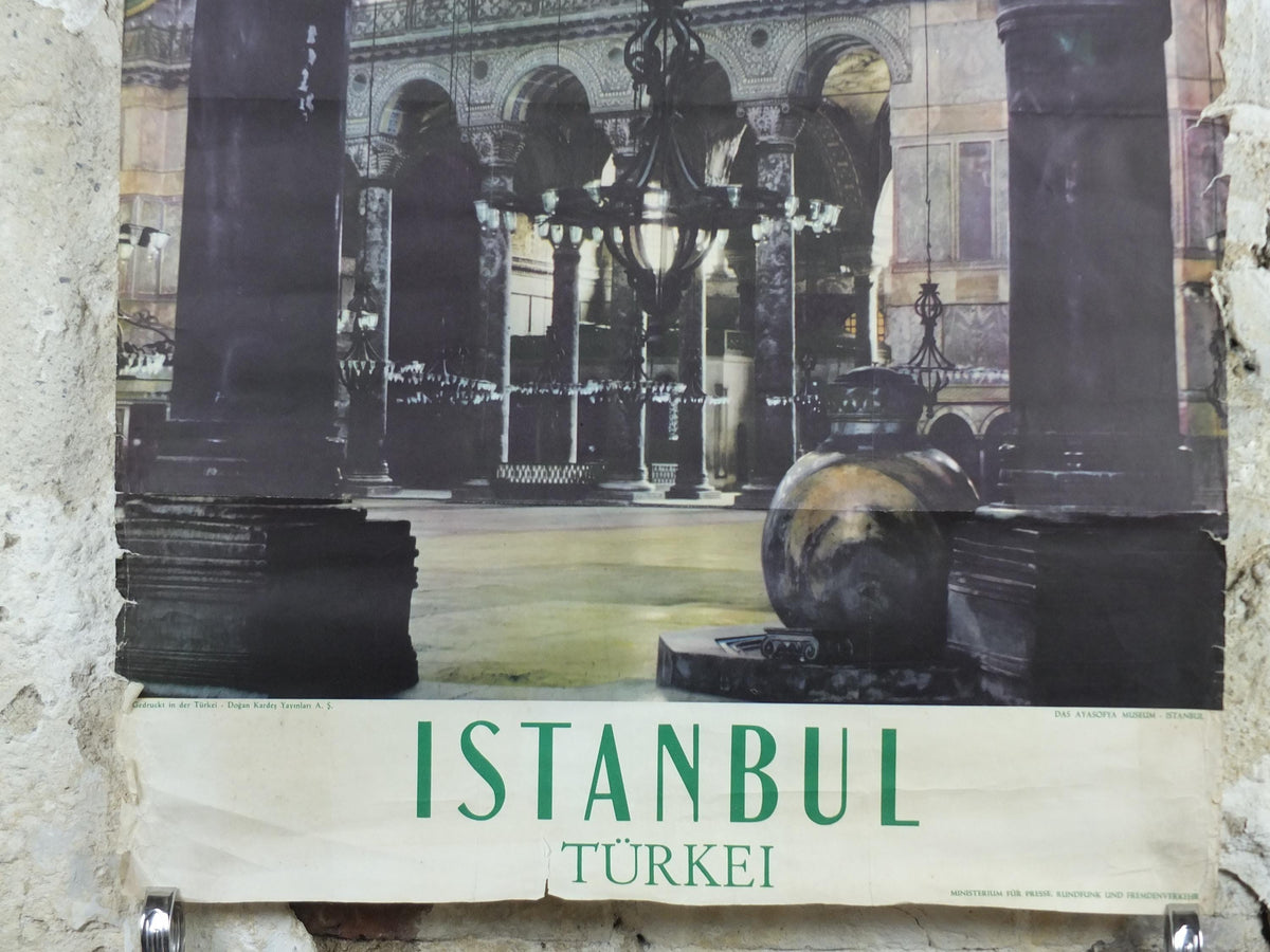 1960s Istanbul Turkey Travel Poster, Hagia Sophia - Aya Sofya Museum in Istanbul, Türkiye, Original Turkish, travel wall art decor