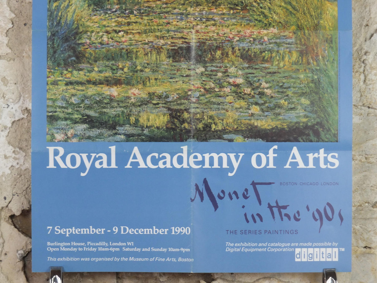 1990 Royal Academy of Arts Poster, Claude Monet, "The Water Lily Pond" Japanese Bridge 1899 Impression gallery exhibition, wall art decor