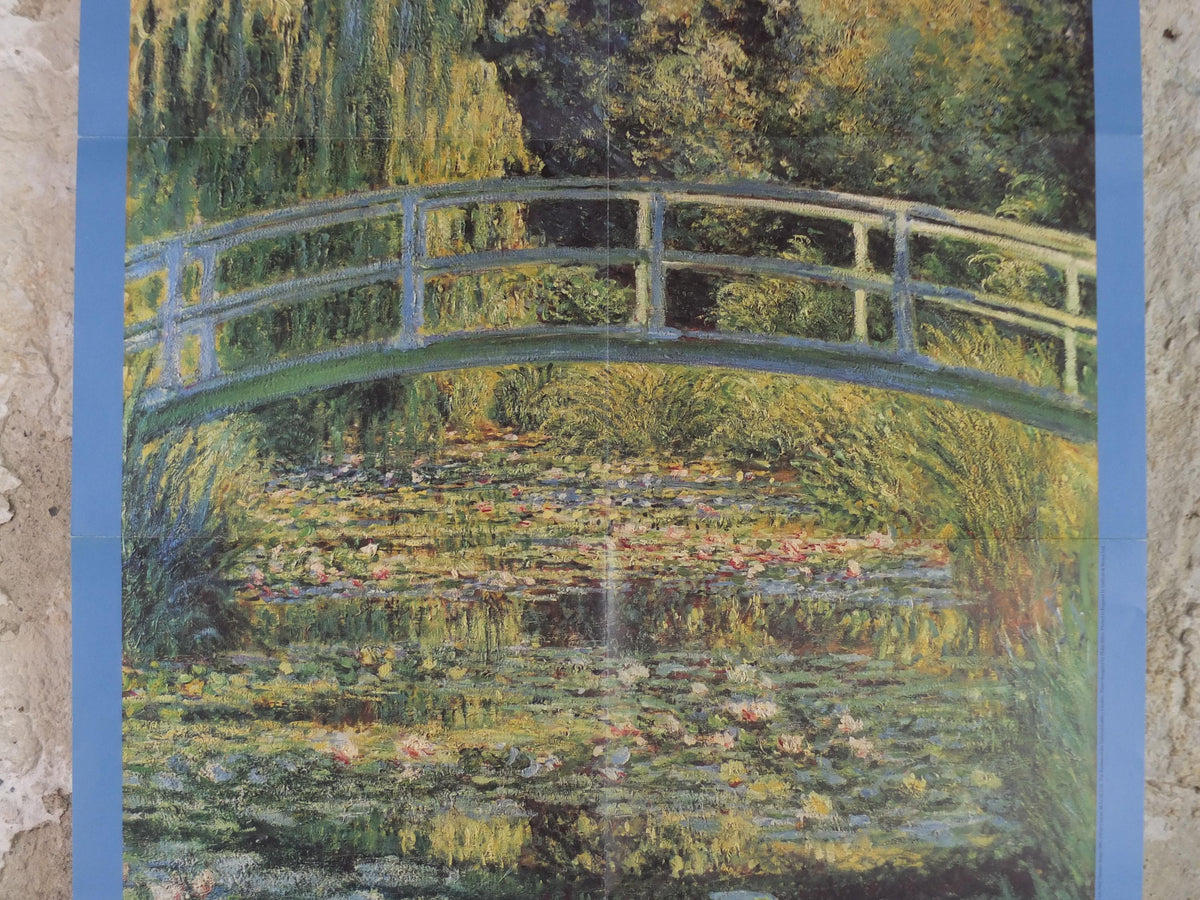 1990 Royal Academy of Arts Poster, Claude Monet, "The Water Lily Pond" Japanese Bridge 1899 Impression gallery exhibition, wall art decor