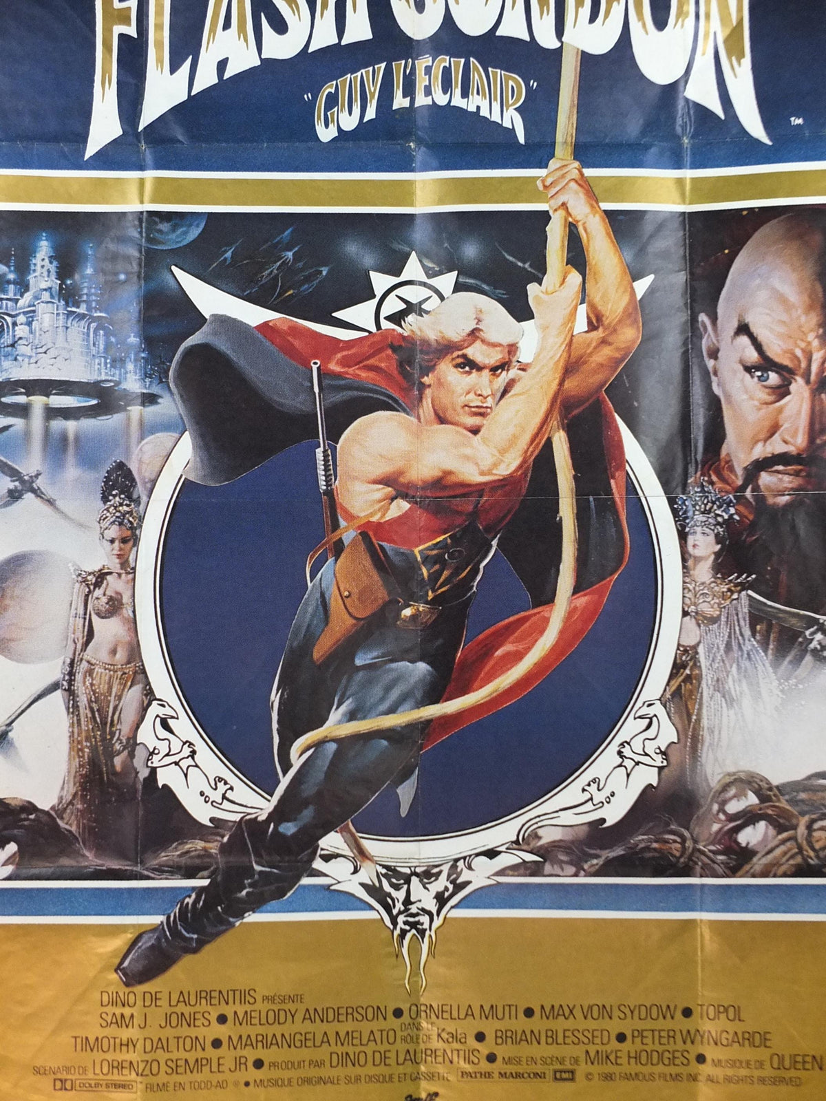 1980 Flash Gordon Poster, with Ming the Merciless, Science fiction Fantasy, Original French Grande size, wall art cinema film memorabilia