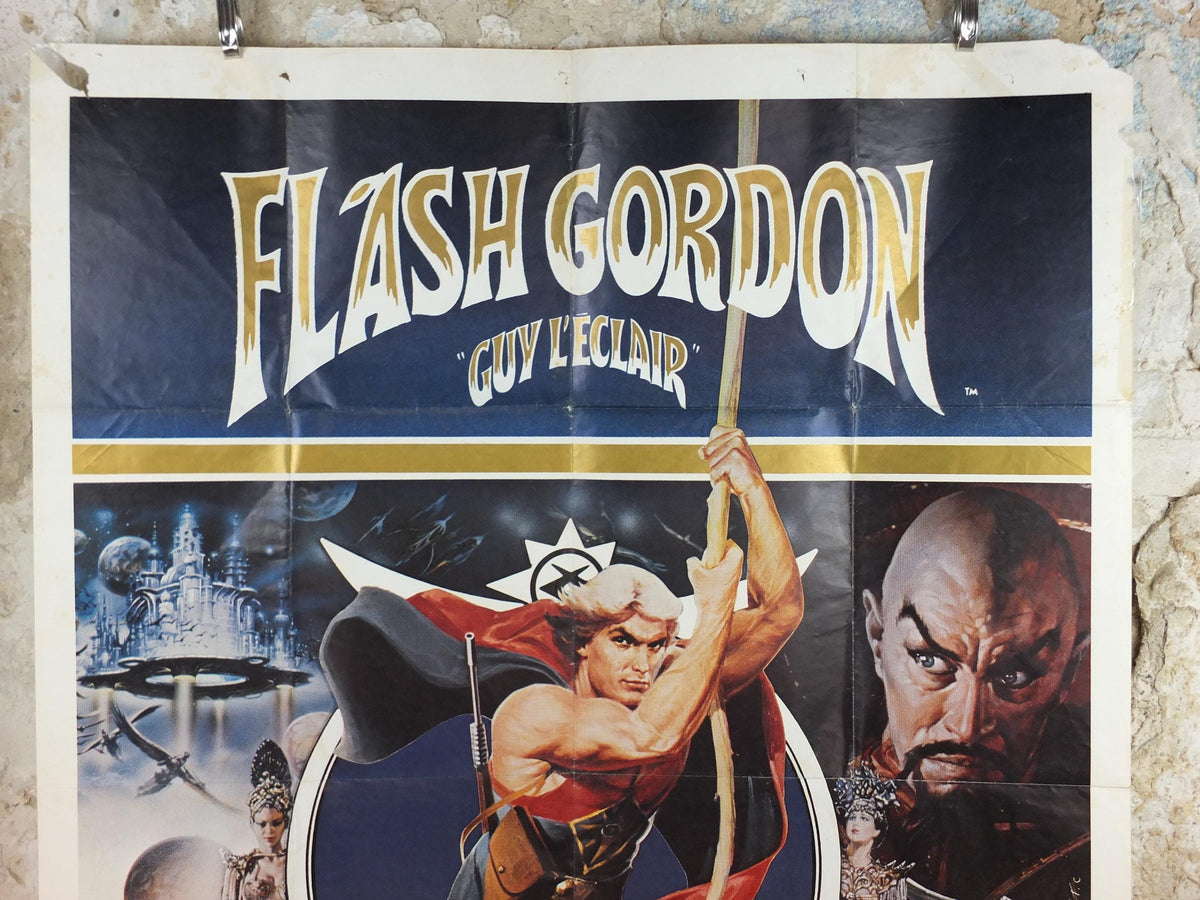 1980 Flash Gordon Poster, with Ming the Merciless, Science fiction Fantasy, Original French Grande size, wall art cinema film memorabilia