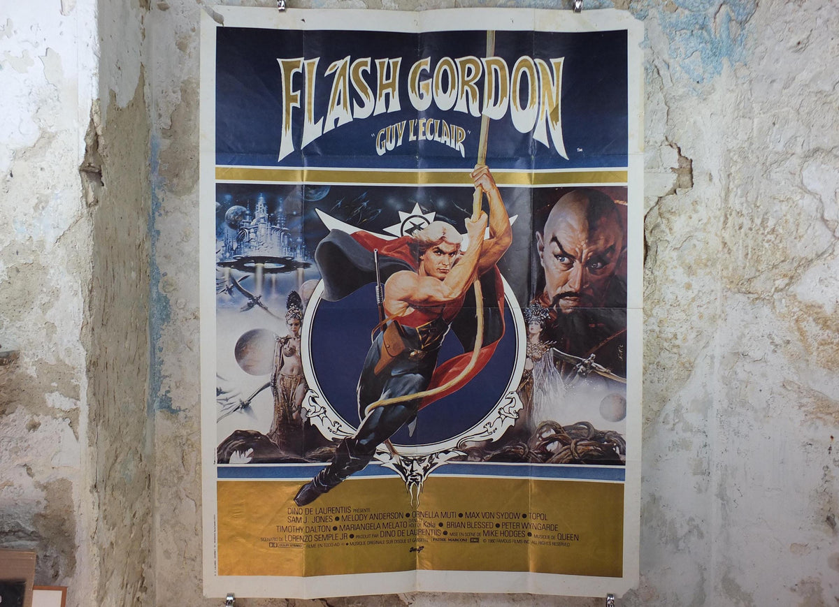 1980 Flash Gordon Poster, with Ming the Merciless, Science fiction Fantasy, Original French Grande size, wall art cinema film memorabilia