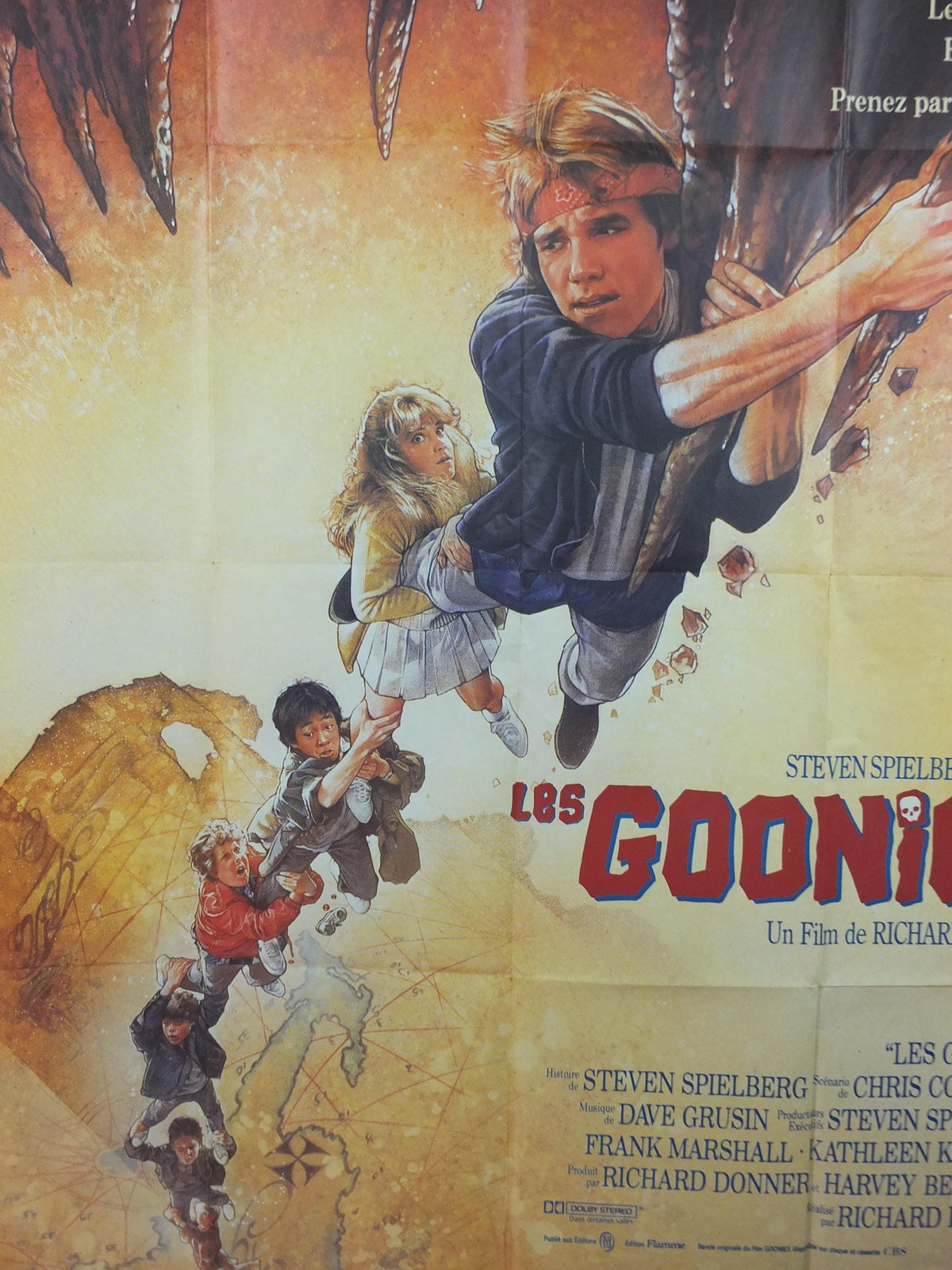 1985 The Goonies Poster, Treasure map hunt for pirate gold of One Eyed Willy, Original French Grande size, wall art cinema film memorabilia