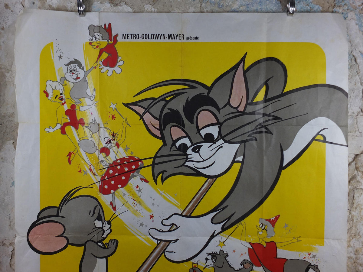 1970 Tom and Jerry Poster, La Ronde Joyeuse de Tom et Jerry, Cat and Mouse, Original French Grande size, wall art cinema film memorabilia