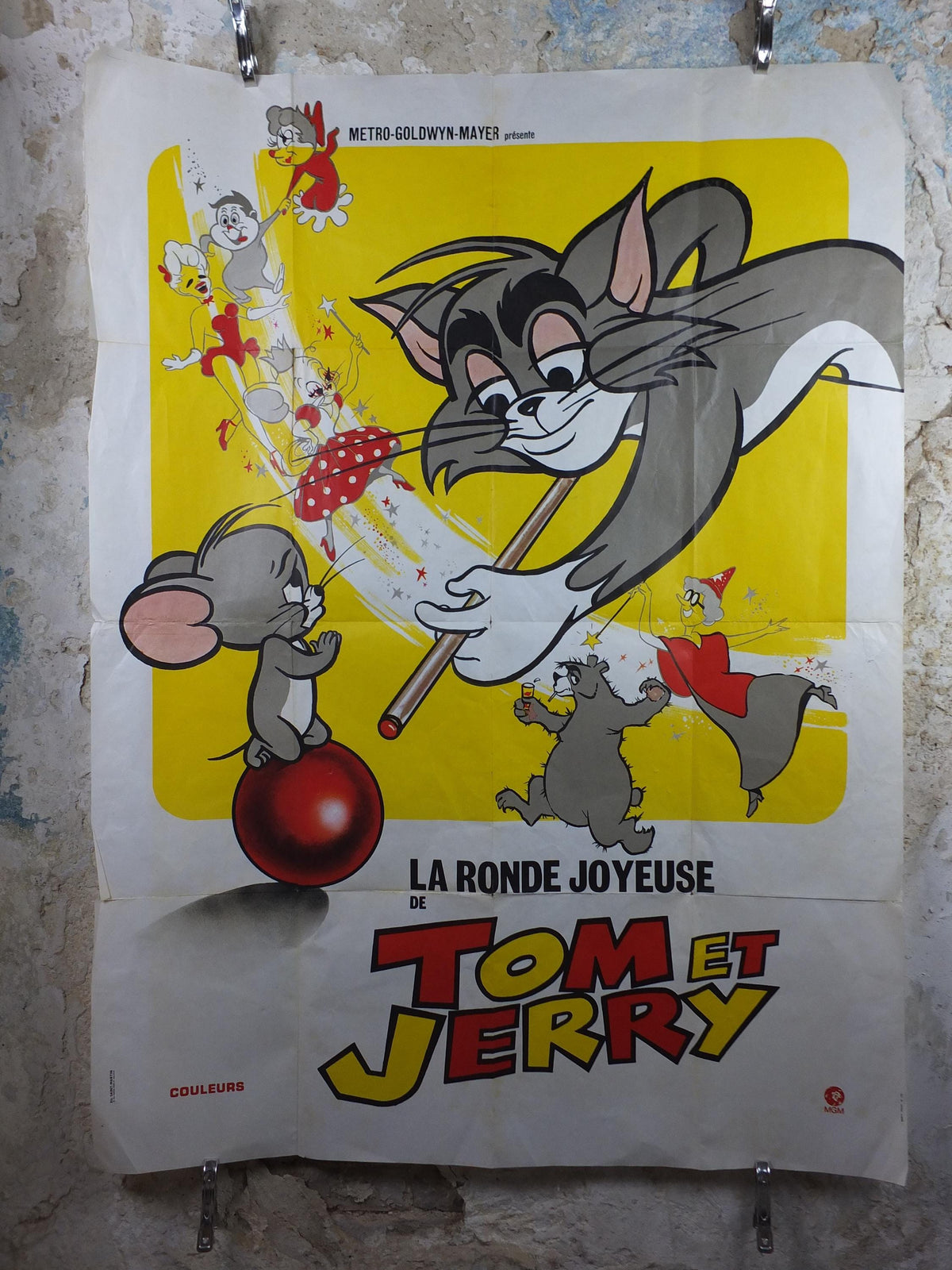 1970 Tom and Jerry Poster, La Ronde Joyeuse de Tom et Jerry, Cat and Mouse, Original French Grande size, wall art cinema film memorabilia