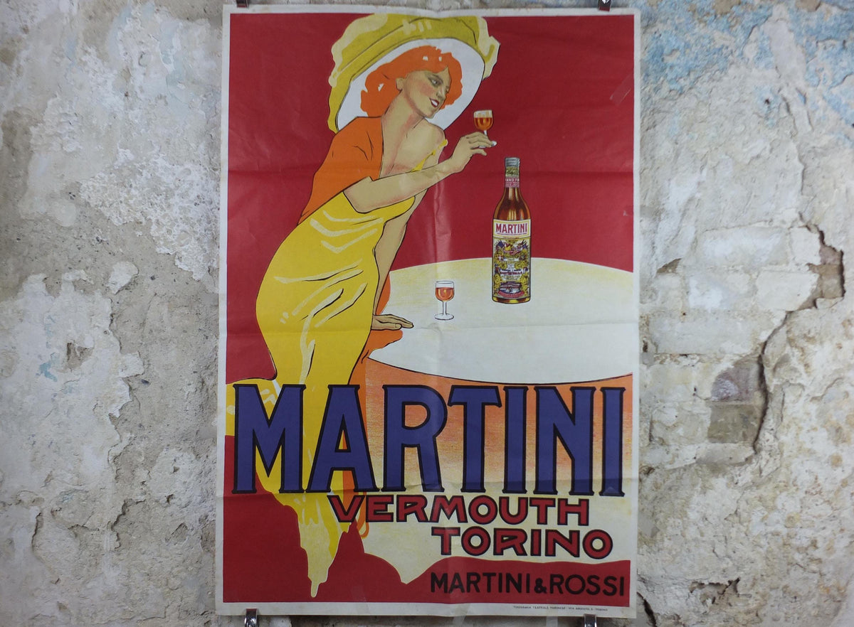1970s Martini Vermouth Poster, Martini and Rossi Torino / Turin, by Dudovich alcoholic drink, 1920s art deco advertising wall art decor