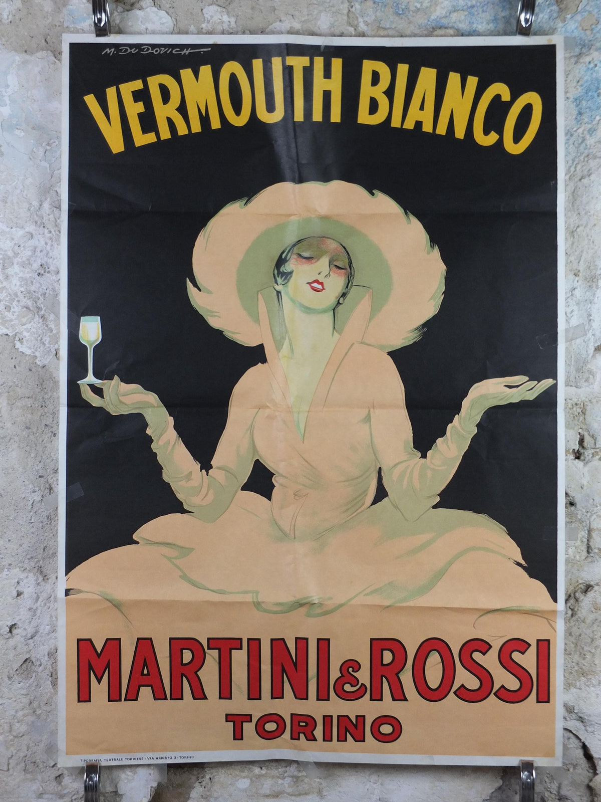 1970s Vermouth Bianco Poster, Martini and Rossi Torino / Turin, by Dudovich alcoholic drink, 1920s art deco advertising wall art decor