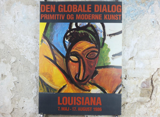 1986 Pablo Picasso Poster, The Woman from Avignon 1907, Louisiana Museum of Modern Art, Copenhagen, gallery exhibition, wall art decor