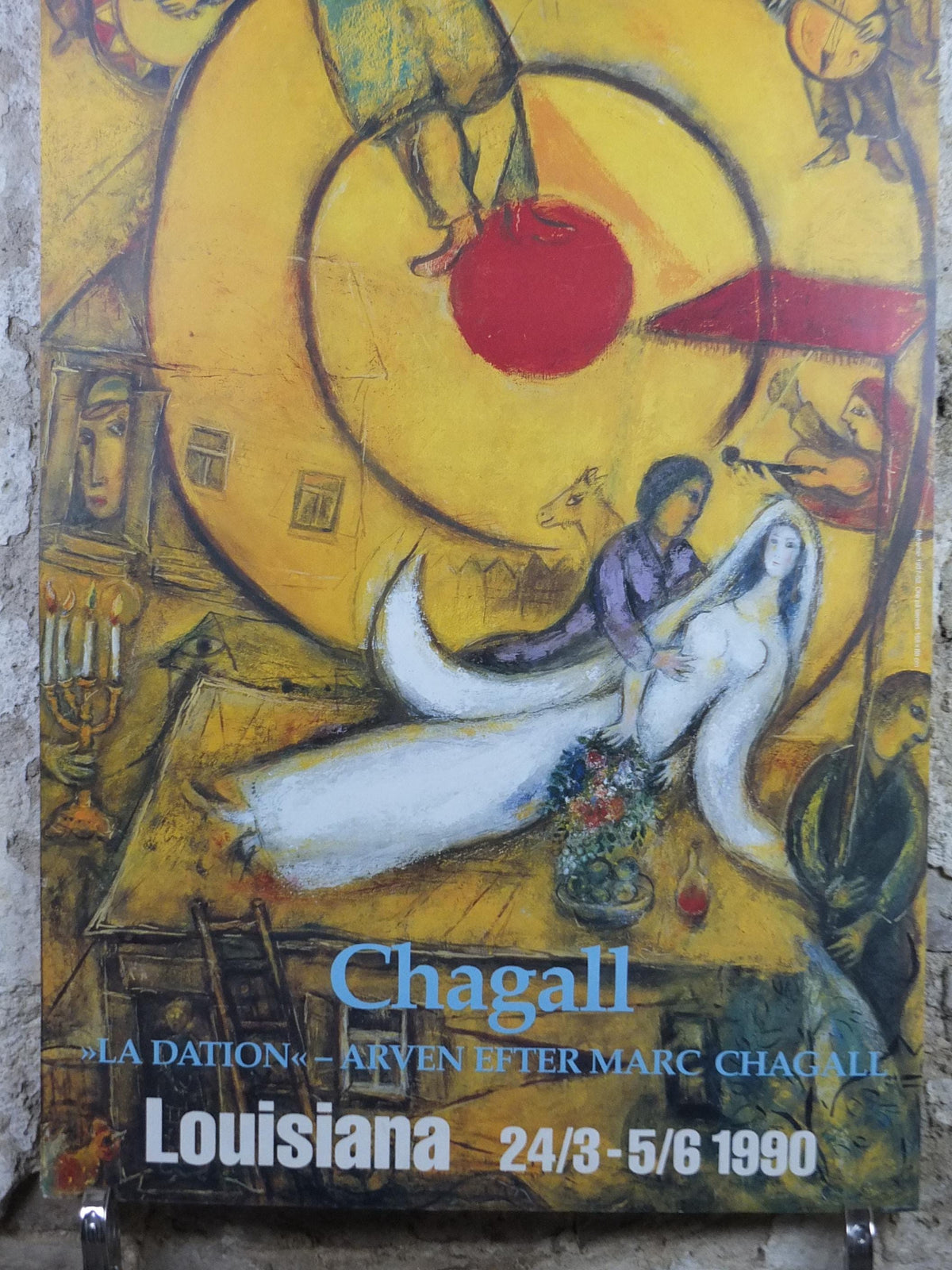 1990 Marc Chagall Poster, Liberation 1937 - 1952, Louisiana Museum of Modern Art, Cubism and Expressionism, exhibition wall art decor