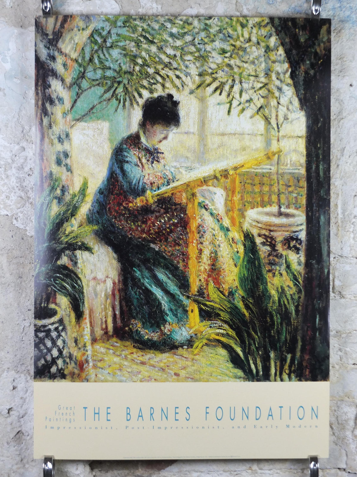 1994 Claude Monet Poster, Camille au metier 1875, Camille at work at tapestry, Impressionism, gallery exhibition, wall art decor