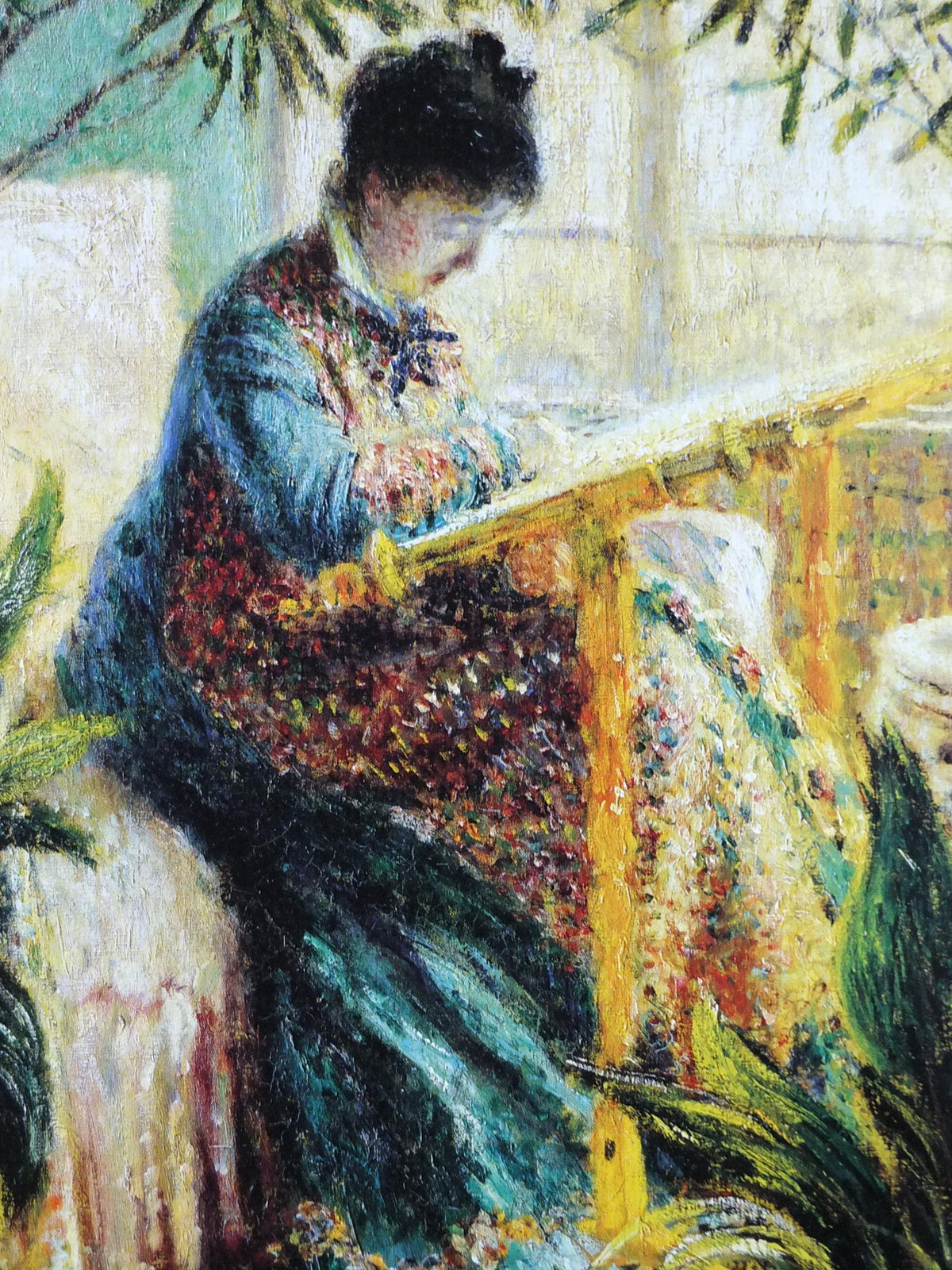 1994 Claude Monet Poster, Camille au metier 1875, Camille at work at tapestry, Impressionism, gallery exhibition, wall art decor