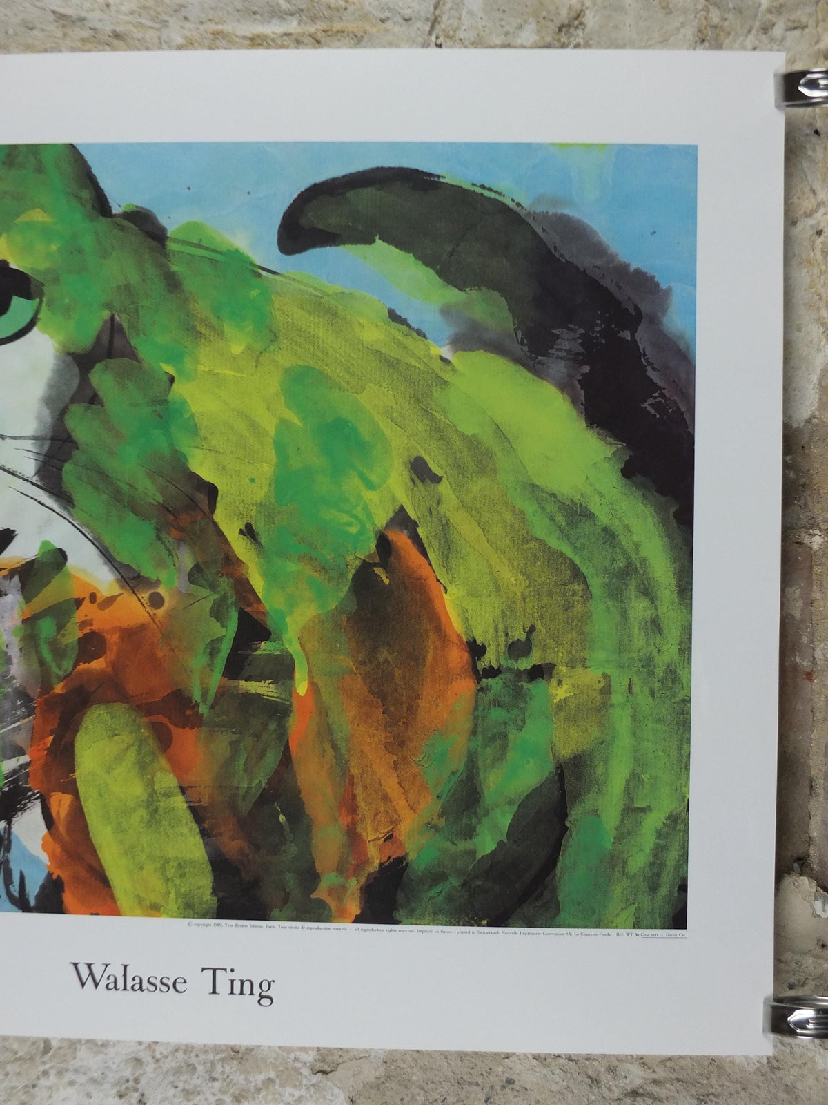 1989 Walasse Ting Poster, Green Cat, colourful popular figuratism, pop art, gallery, wall art decor