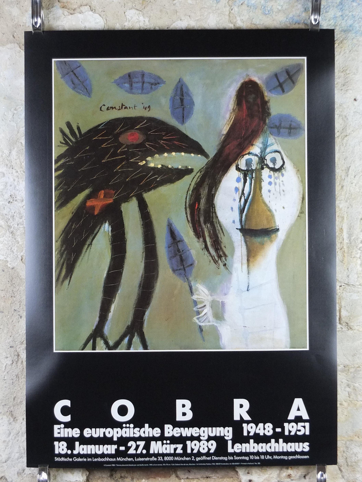 1988 Constant Poster, Crying woman in falling leaves 1949, Cobra Group, Reflex Movement, artist gallery exhibition, wall art decor femme pleurante blessee par une feuille morte