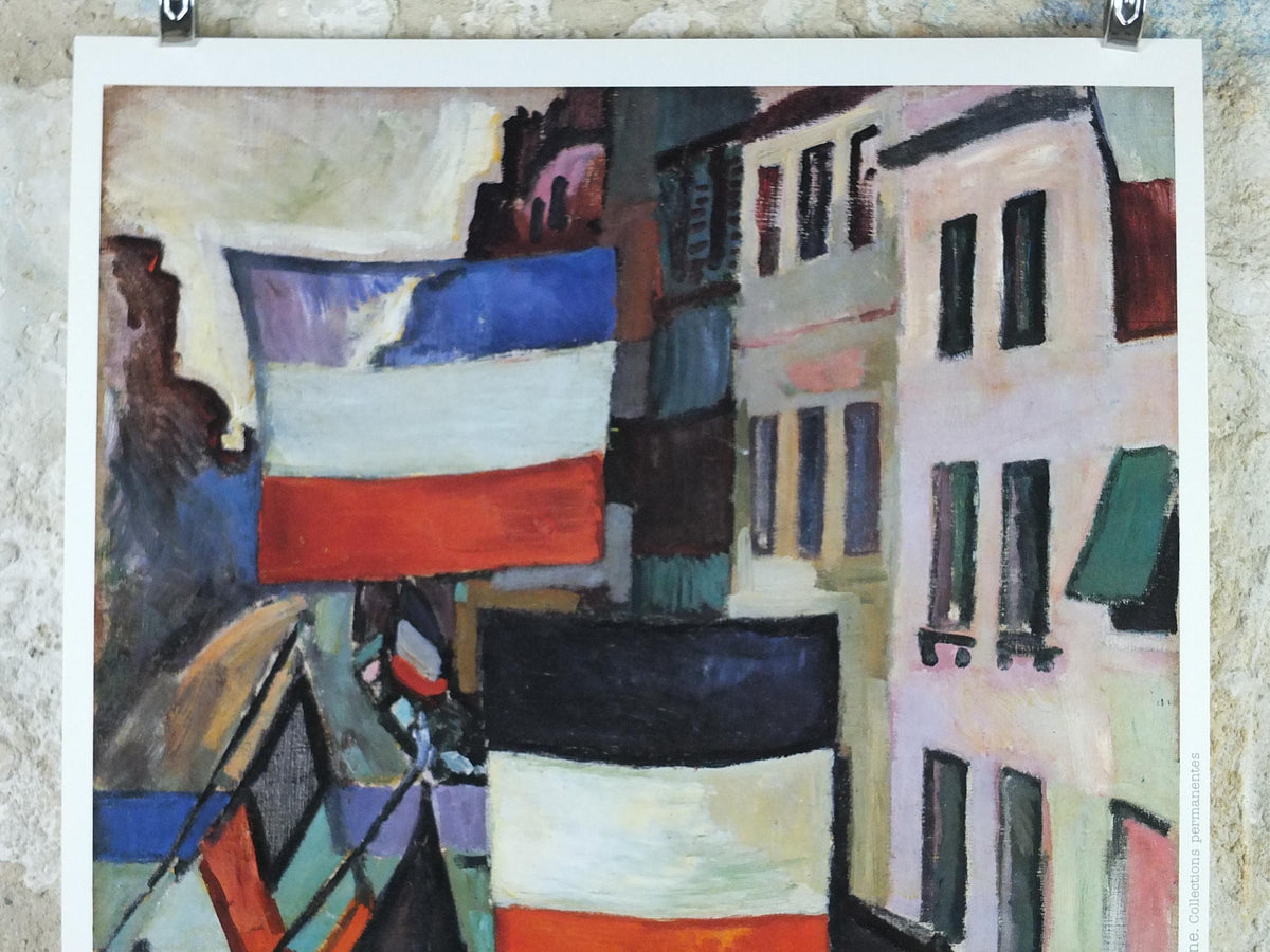 1988 Raoul Dufy Poster, La Rue Pavoisee 1906, Fauvism, Cubism and Expressionism, gallery exhibition, wall art decor