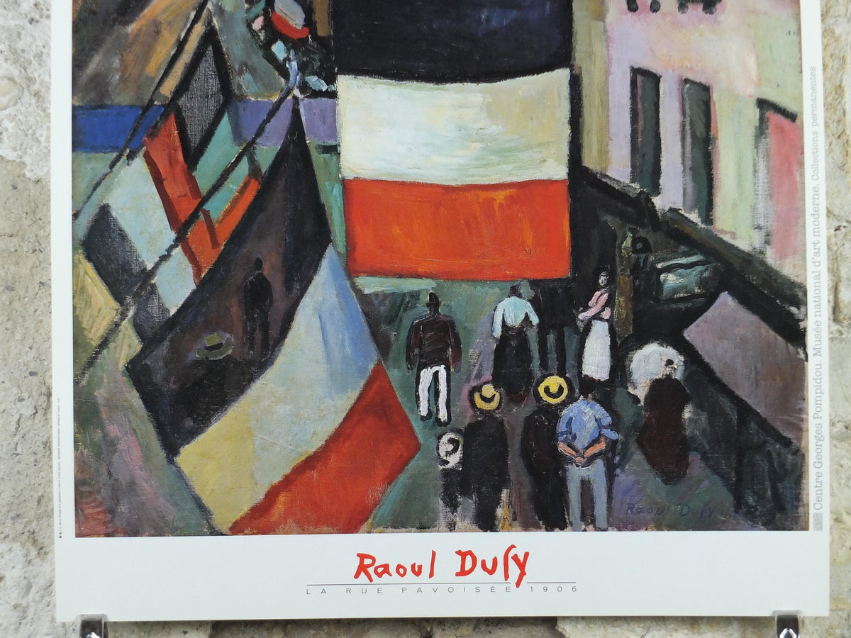 1988 Raoul Dufy Poster, La Rue Pavoisee 1906, Fauvism, Cubism and Expressionism, gallery exhibition, wall art decor
