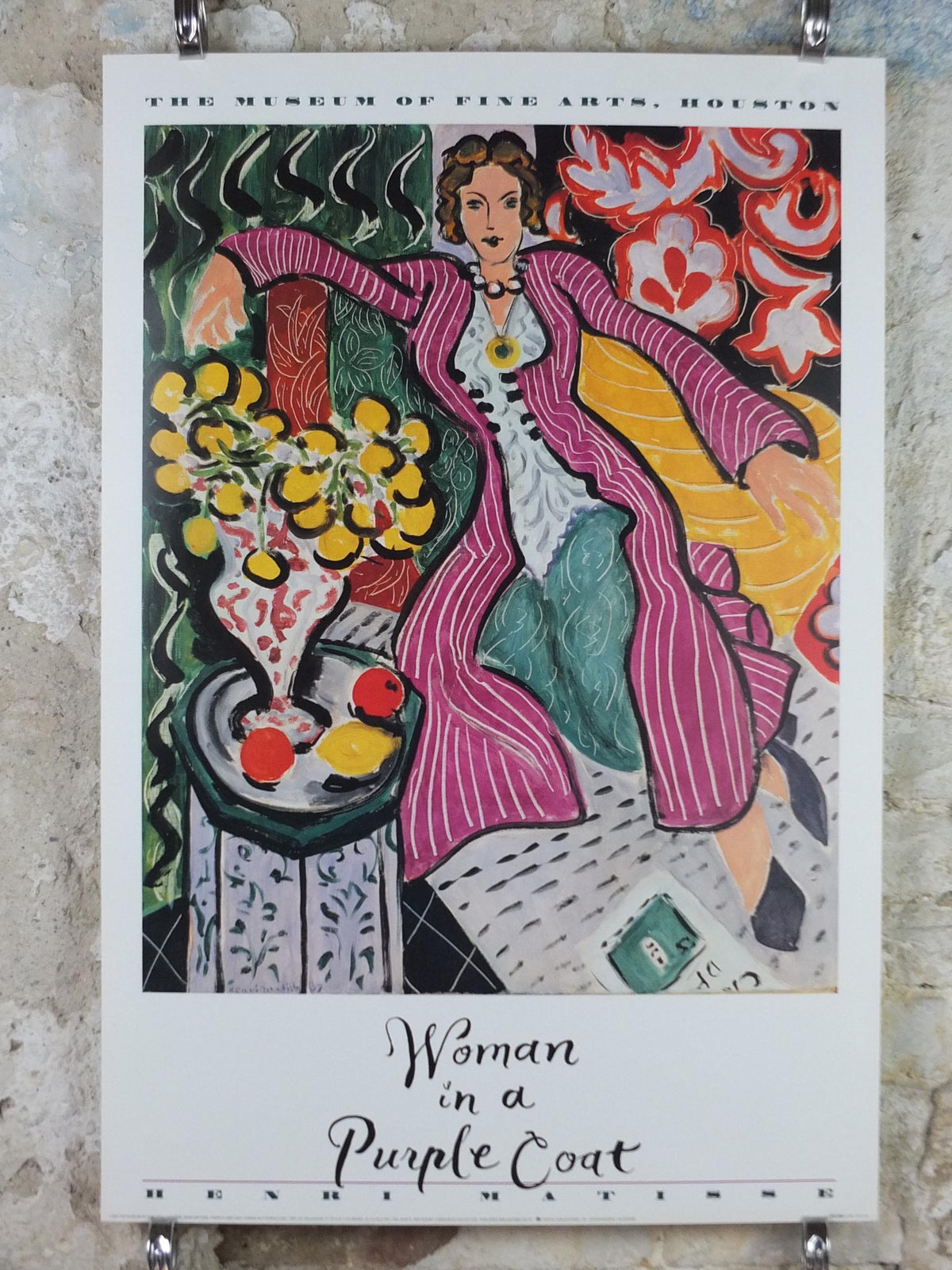 1993 Henri Matisse Poster, Woman in a Purple Coat 1937, Fauvism, Modernism, Post-Impressionism expressionism, exhibition wall art decor