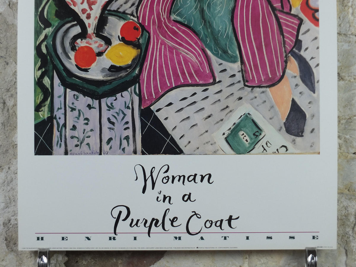 1993 Henri Matisse Poster, Woman in a Purple Coat 1937, Fauvism, Modernism, Post-Impressionism expressionism, exhibition wall art decor