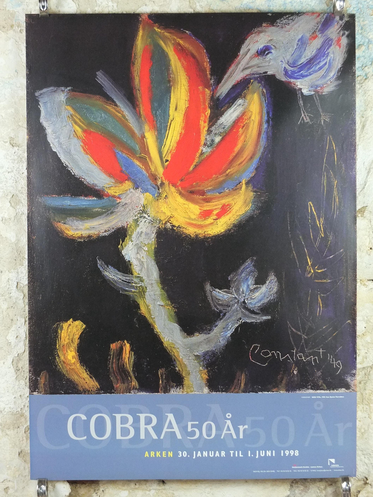 1998 Constant Poster, Without Title 1949, Bird with Flower, Cobra Group, Reflex Movement, artist gallery exhibition wall art decor
