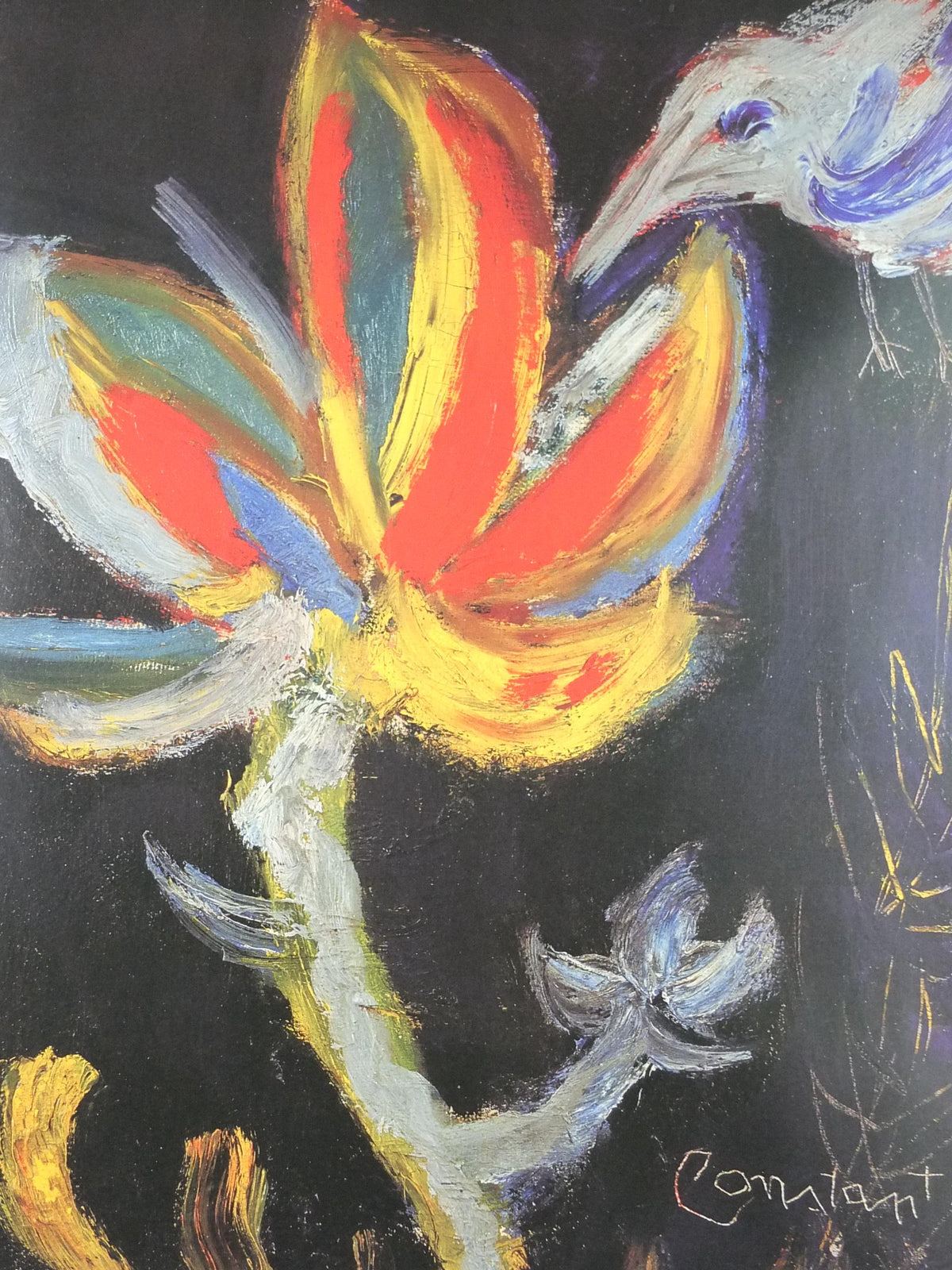 1998 Constant Poster, Without Title 1949, Bird with Flower, Cobra Group, Reflex Movement, artist gallery exhibition wall art decor
