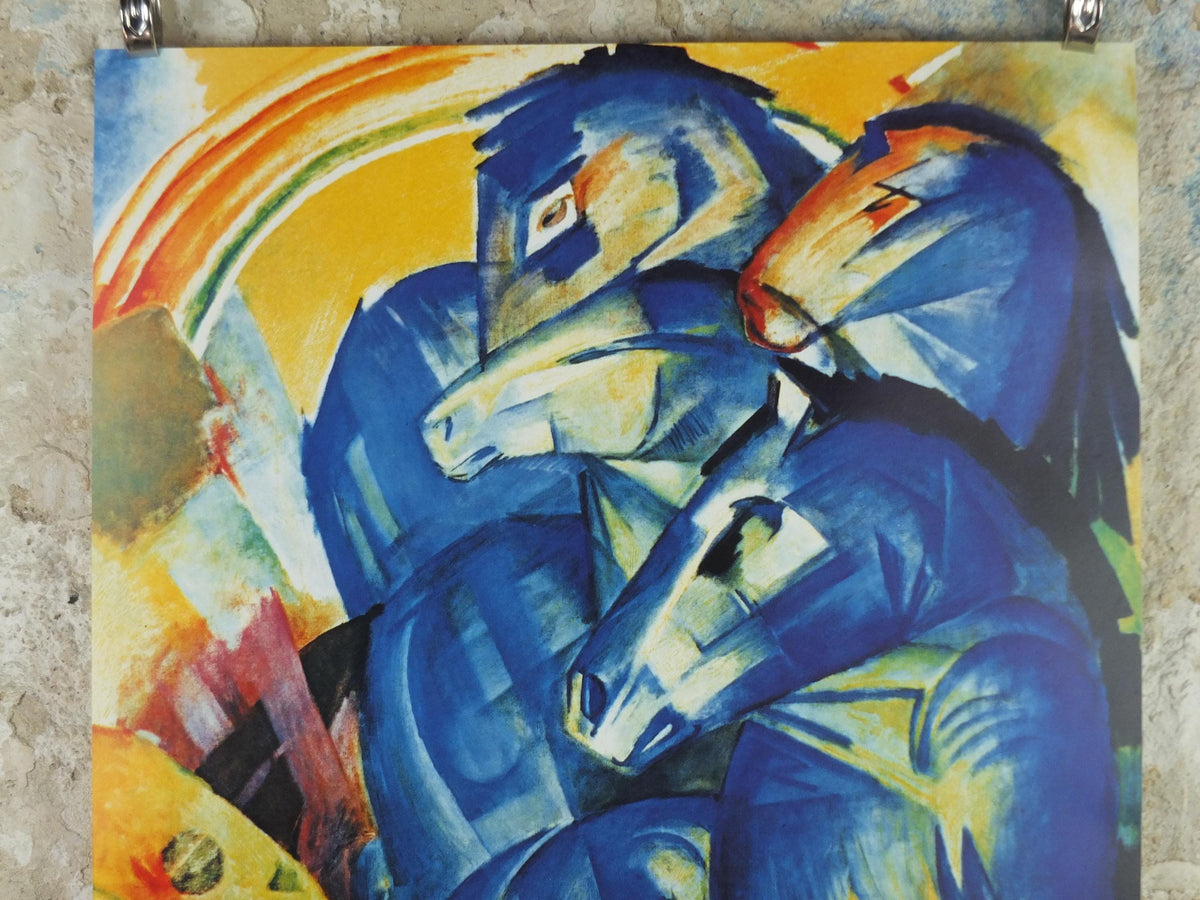 1990s Franz Marc Poster, The Tower of Blue Horses, Turm der blauen Pferde 1913, Der Blaue Reiter, Expressionism exhibition, wall art decor