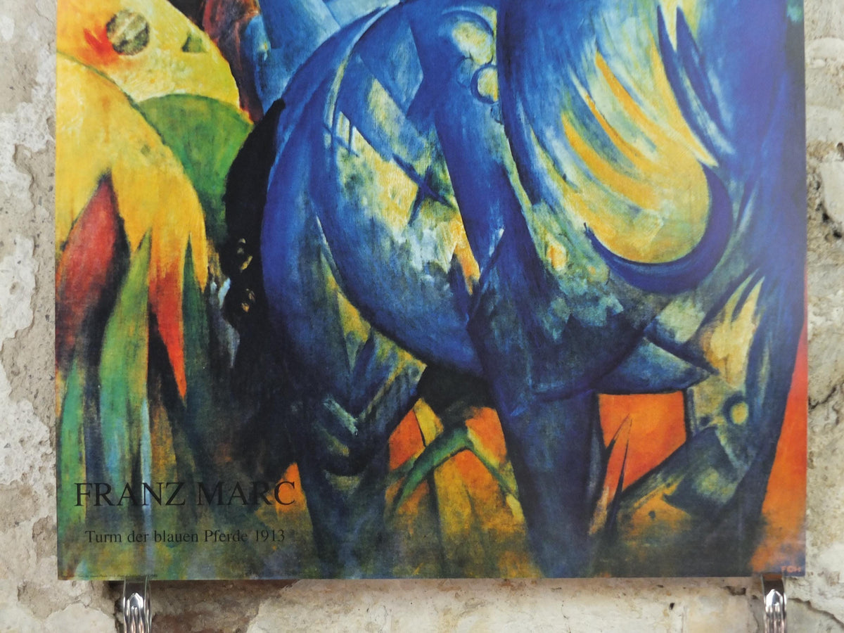 1990s Franz Marc Poster, The Tower of Blue Horses, Turm der blauen Pferde 1913, Der Blaue Reiter, Expressionism exhibition, wall art decor