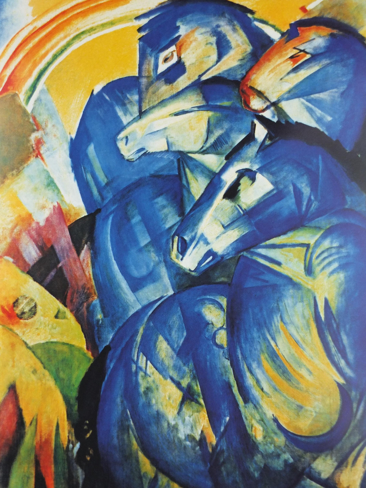 1990s Franz Marc Poster, The Tower of Blue Horses, Turm der blauen Pferde 1913, Der Blaue Reiter, Expressionism exhibition, wall art decor
