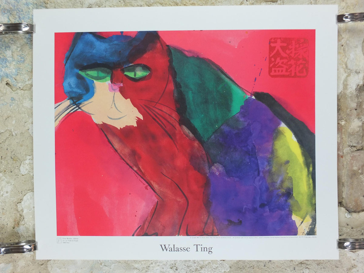 1989 Walasse Ting Poster, Red Cat, colourful popular figuratism, pop art, gallery, wall art decor