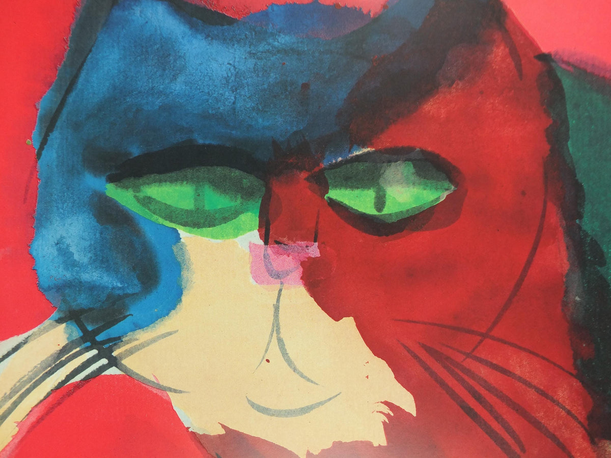 1989 Walasse Ting Poster, Red Cat, colourful popular figuratism, pop art, gallery, wall art decor