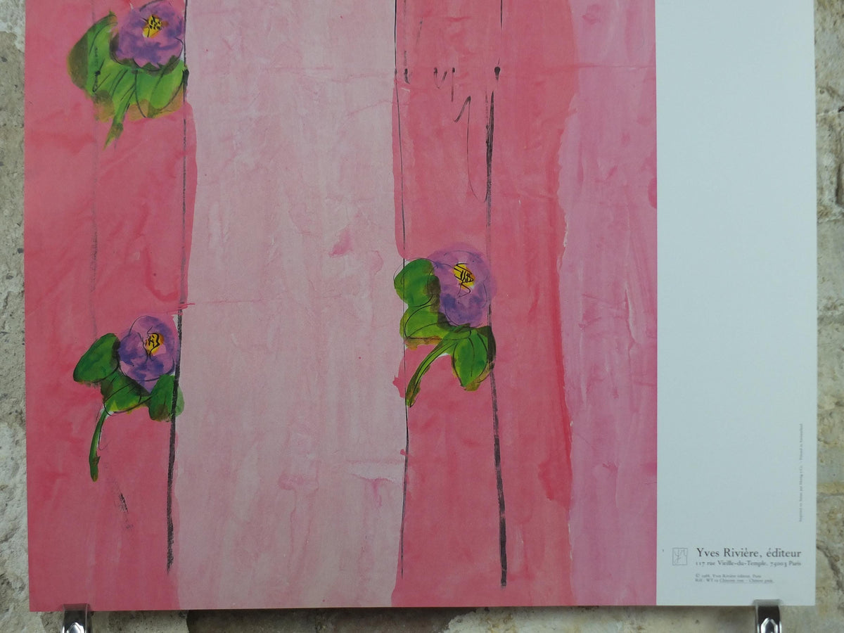 1988 Walasse Ting Poster, Two women in pink with flowers, colourful popular figuratism, pop art, gallery, wall art decor