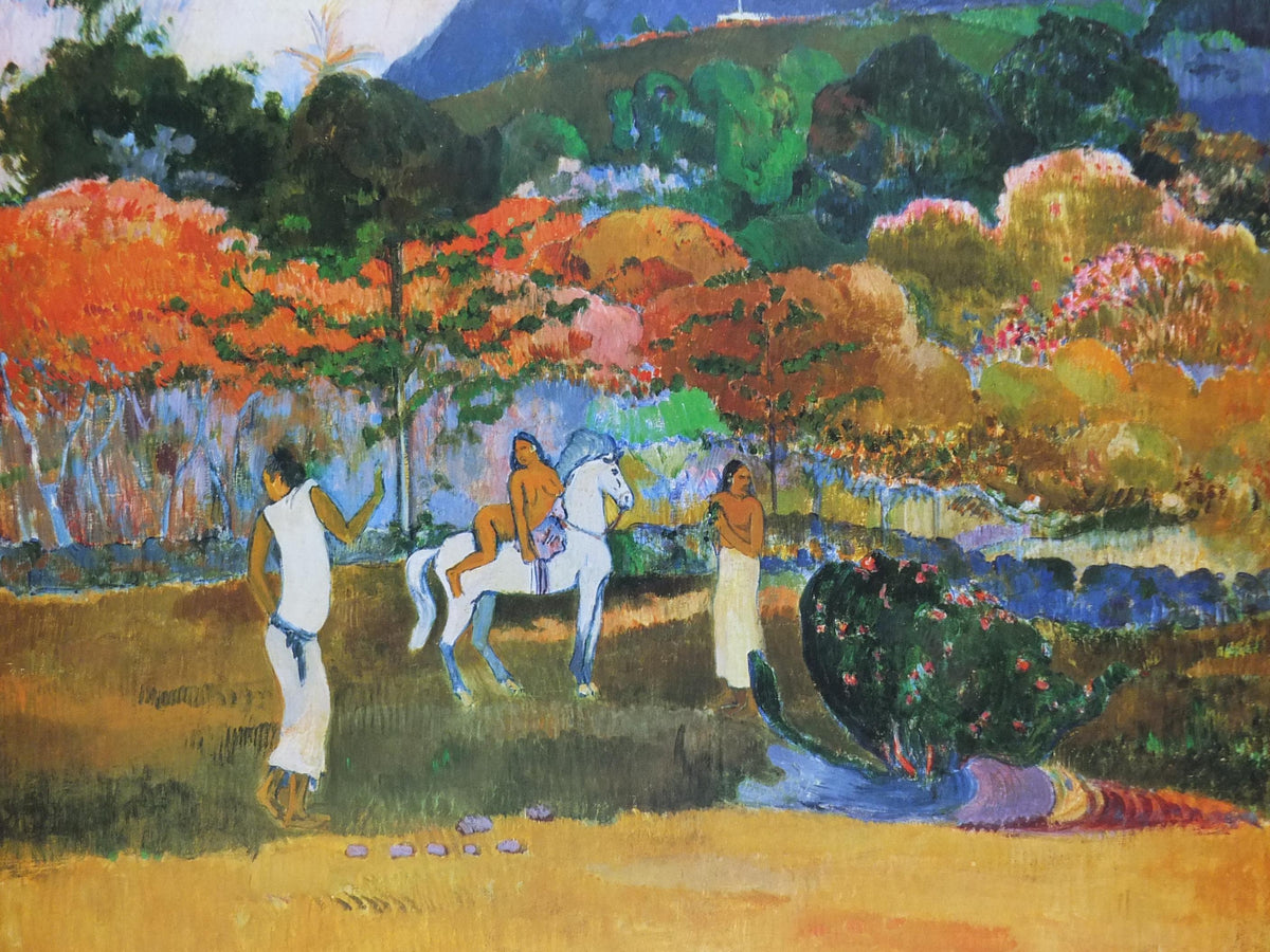 1998 Paul Gauguin Poster, Women and a white horse 1903, Post Expressionism gallery exhibition, wall art decor