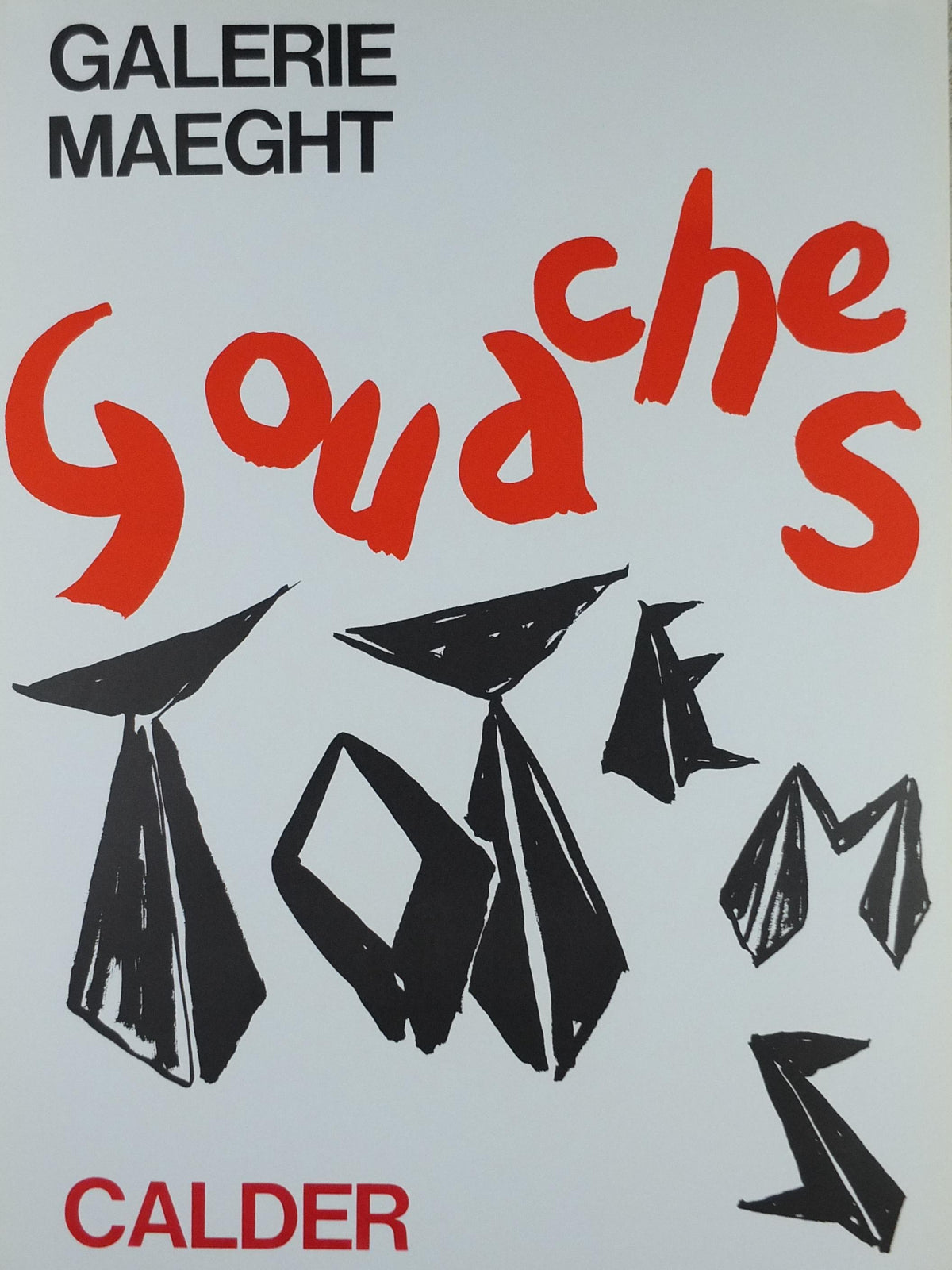 1966 Alexander Calder Poster, Gouaches Totems, Galerie Maeght Paris, Innovative Mobiles artist, gallery exhibition, wall art decor