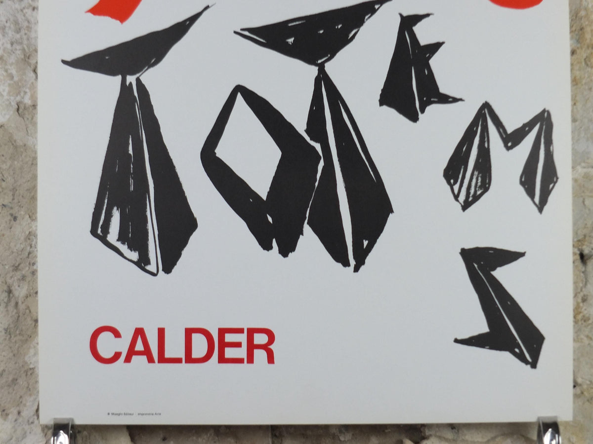 1966 Alexander Calder Poster, Gouaches Totems, Galerie Maeght Paris, Innovative Mobiles artist, gallery exhibition, wall art decor