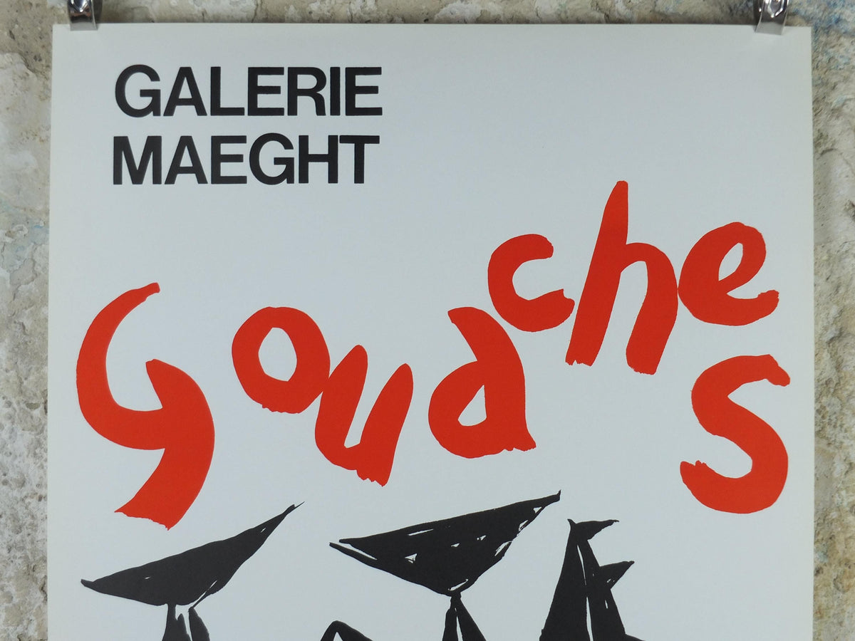 1966 Alexander Calder Poster, Gouaches Totems, Galerie Maeght Paris, Innovative Mobiles artist, gallery exhibition, wall art decor