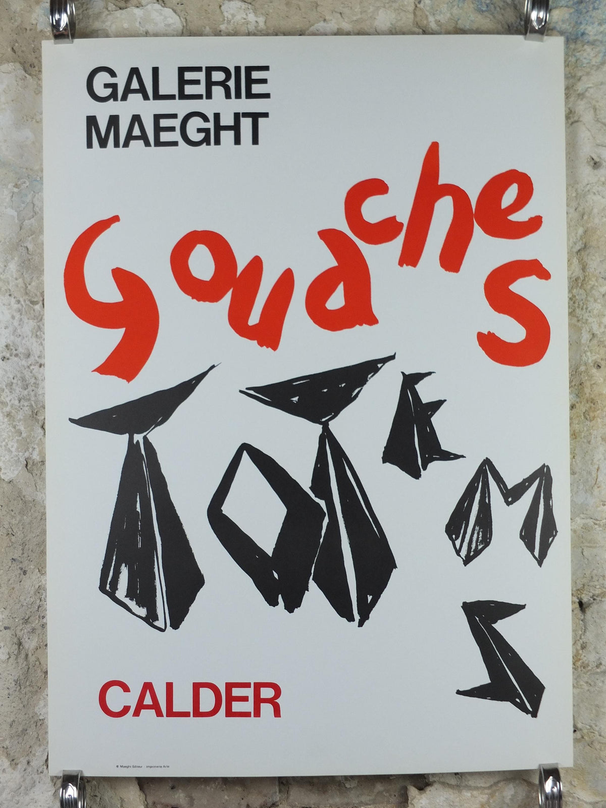 1966 Alexander Calder Poster, Gouaches Totems, Galerie Maeght Paris, Innovative Mobiles artist, gallery exhibition, wall art decor