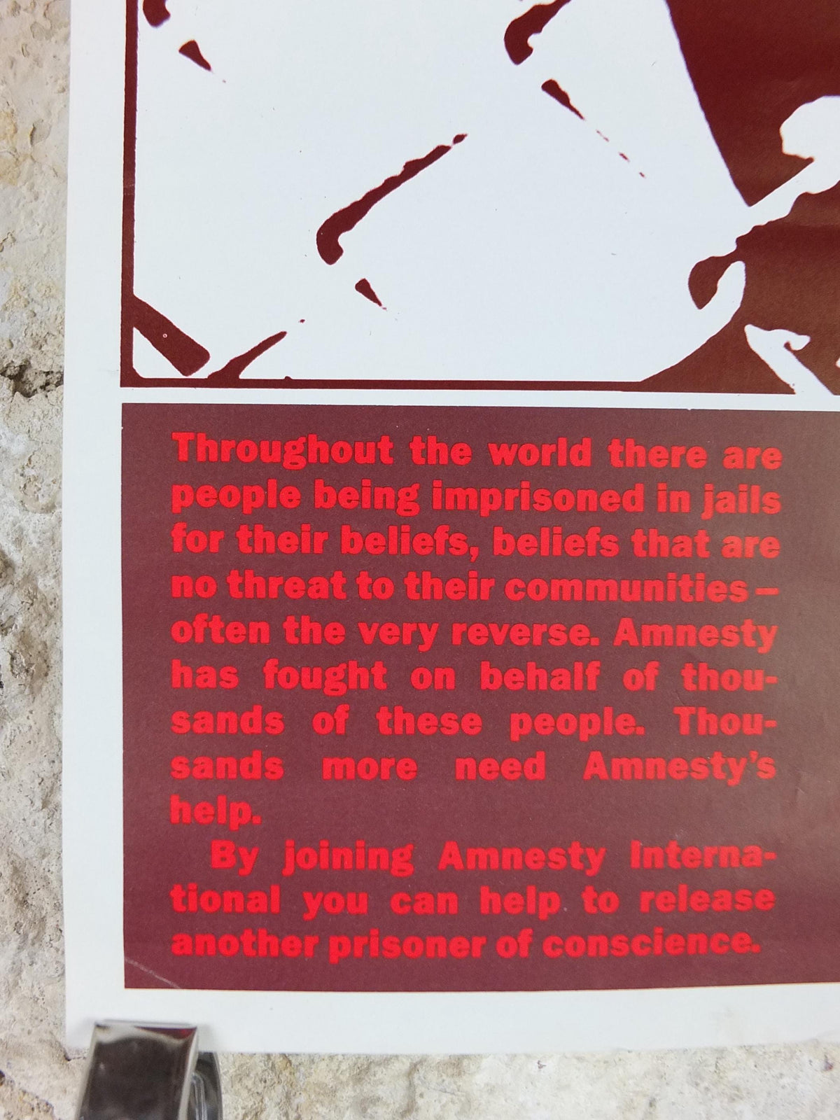 1980s Amnesty International Poster, Imprisoned because he had an opinion, Human Rights, wall art decor
