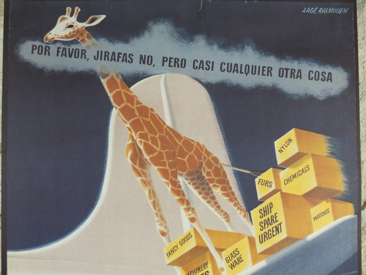 2004 SAS No Giraffes Please Poster, Scandinavian Airlines, by Aage Rasmussen, mid-century airline advertising, wall art decor