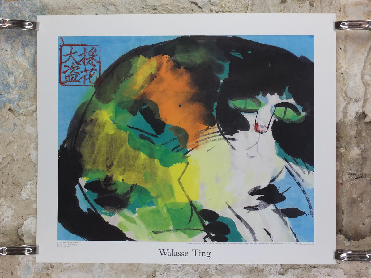 1989 Walasse Ting Poster, Surprise Cat, Chat Surprise, colourful popular figuratism, pop art, gallery, wall art decor