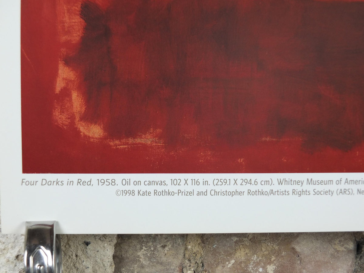 1998 Mark Rothko Poster, Four Darks in Red 1958, Whitney Museum of American Art NY, abstract expressionism, wall art decor