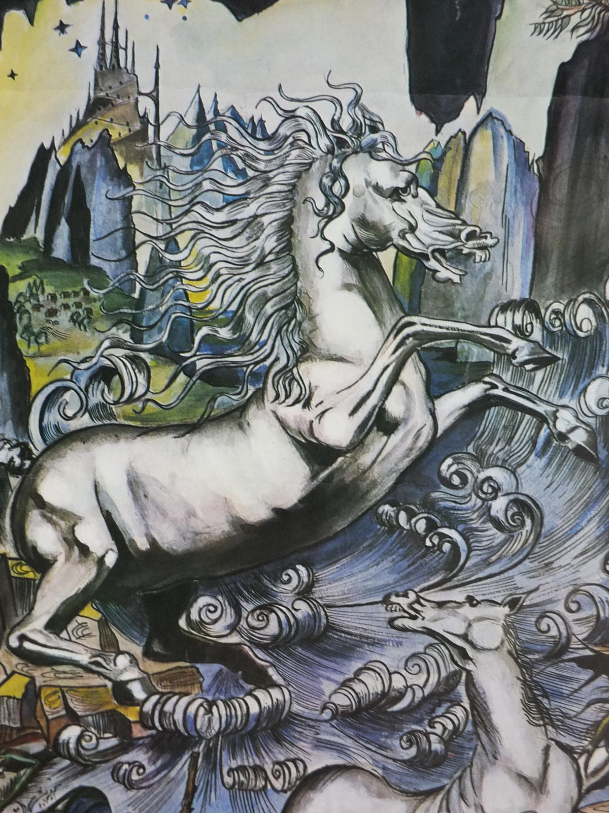 1970 Shadowfax Poster, by D. de S. Pernes, Lord of all Horses, Lord of the Rings, J.R.R. Tolkien, Middle Earth, fantasy wall art decor