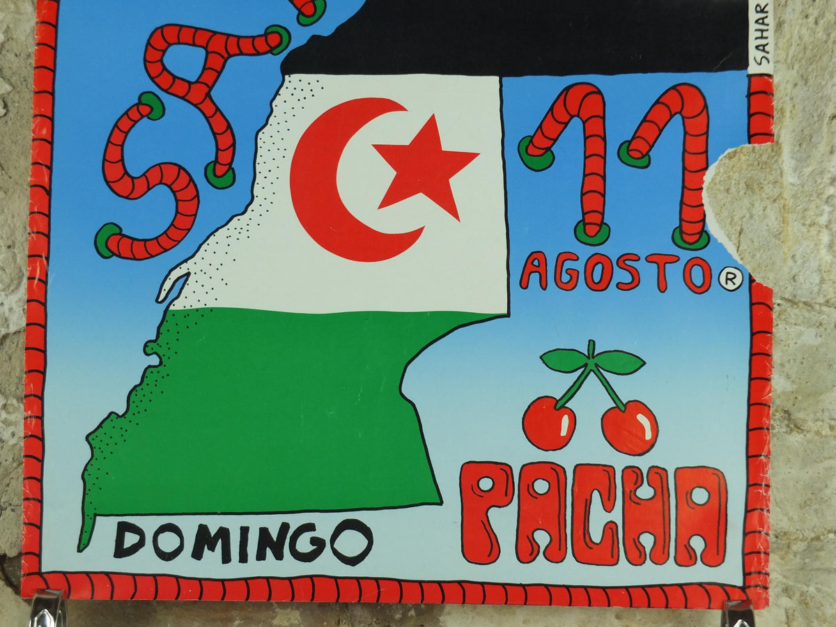 1991 Pacha Ibiza Poster, Sahara Libre, house, tech-house, Tribal house, World dance Music, Spanish nightclub, Pete Tong, wall art decor